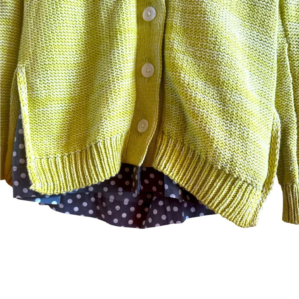 Anthropologie Field Flowers Women’s Lime Green Shirting Cotton Cardigan Sz Small